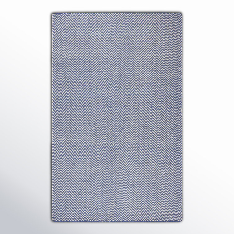 Handmade Blue and White Wool Tufted Rectangular Rug 8' x 10'