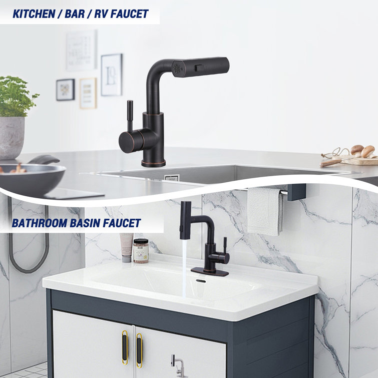 Oil Rubbed Bronze Single Handle Pull-Out Spray Bar Faucet
