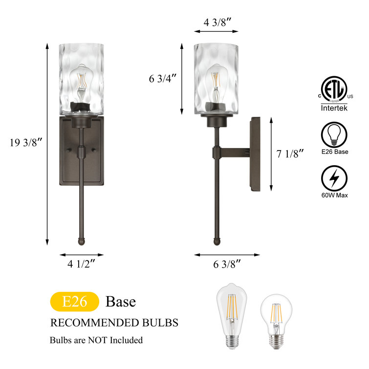 Dark Bronze Glass Shade Wall Sconce Light