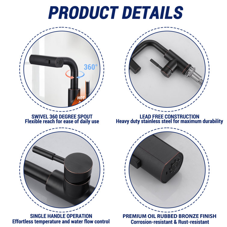 Oil Rubbed Bronze Single Handle Pull-Out Spray Bar Faucet