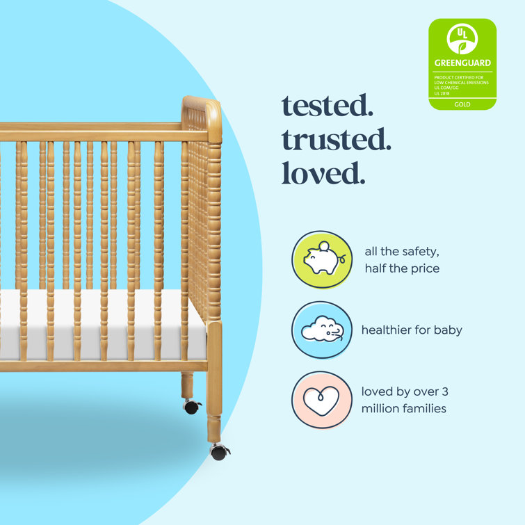 Honey Wood 3-in-1 Convertible Crib with Wheels