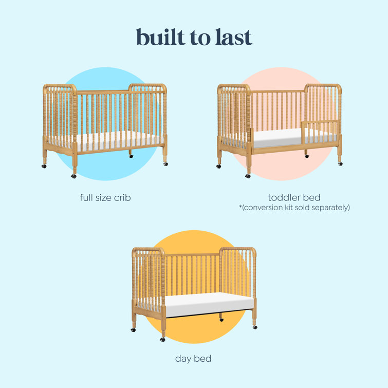 Honey Wood 3-in-1 Convertible Crib with Wheels