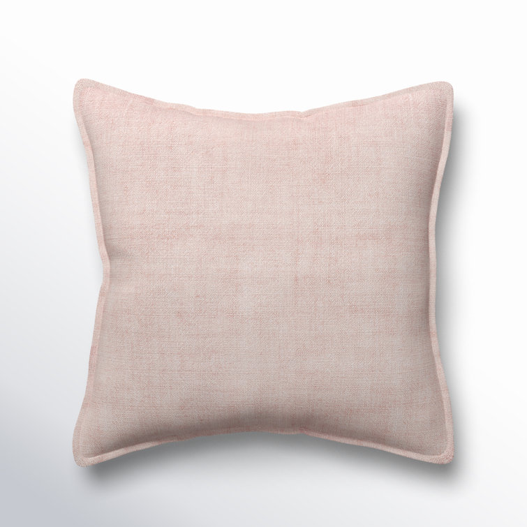 Light Pink Linen Square Throw Pillow with Flanged Edges