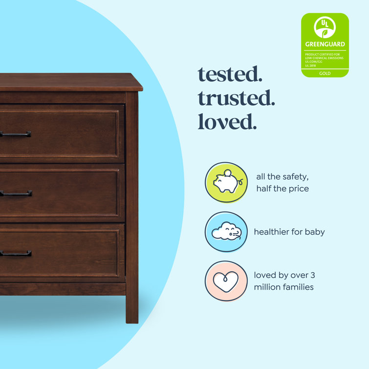 Espresso Solid New Zealand Pine 3-Drawer Nursery Dresser