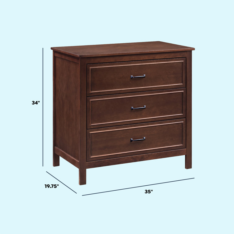 Espresso Solid New Zealand Pine 3-Drawer Nursery Dresser