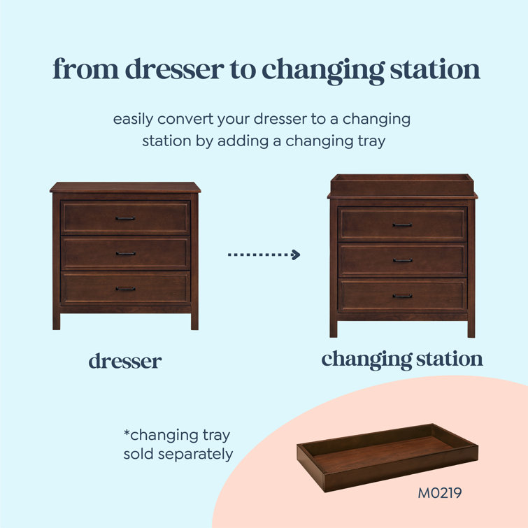 Espresso Solid New Zealand Pine 3-Drawer Nursery Dresser