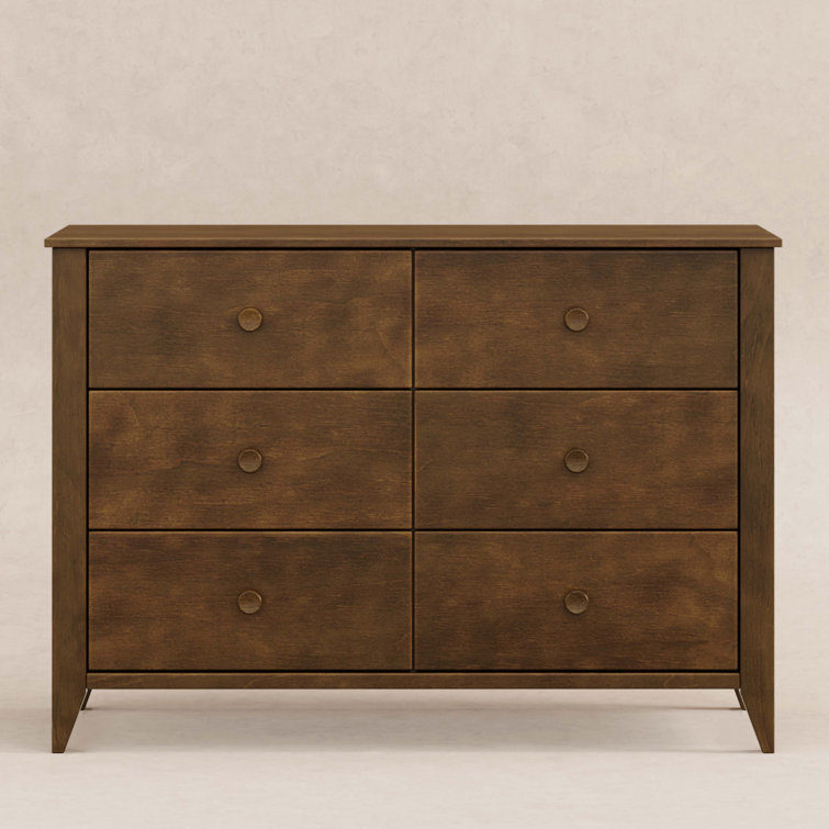 Natural Walnut Mid-Century Modern 6-Drawer Dresser