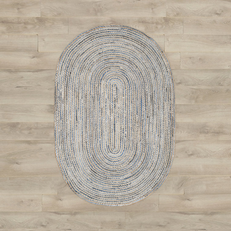 Cape Cod Blue and Natural Oval Jute Area Rug 3' x 5'