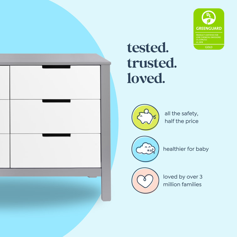 Gray and White Double 6-Drawer Modern Dresser