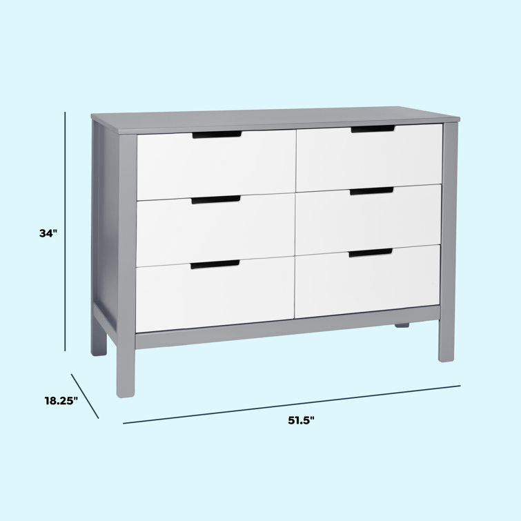 Gray and White Double 6-Drawer Modern Dresser