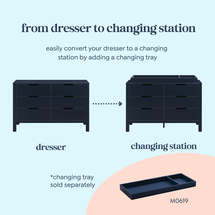 Navy Double Nursery Dresser with Six Drawers