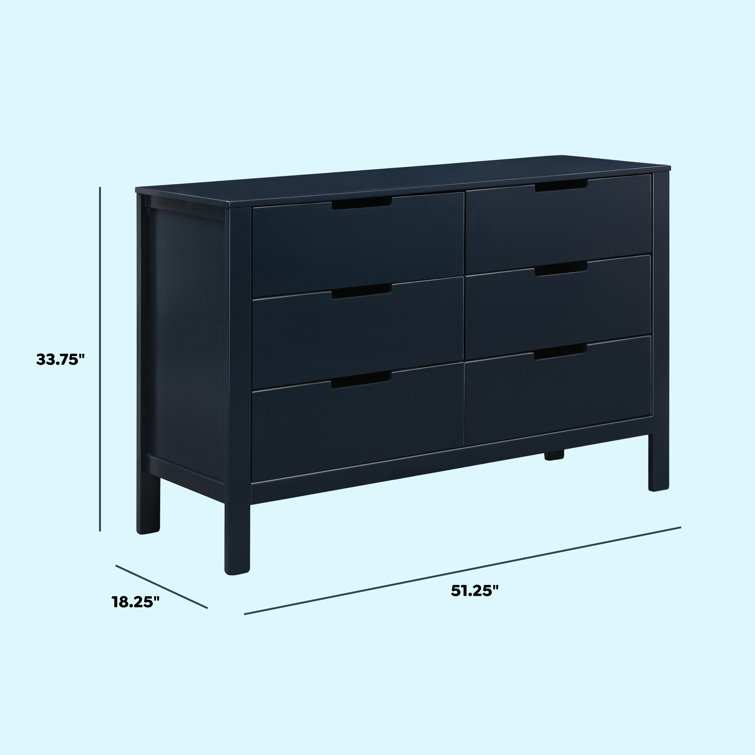 Navy Double Nursery Dresser with Six Drawers