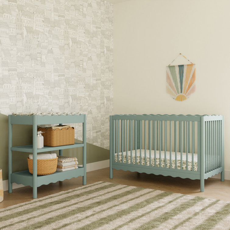Light Sage Sustainable Pine Wood 4-in-1 Convertible Crib