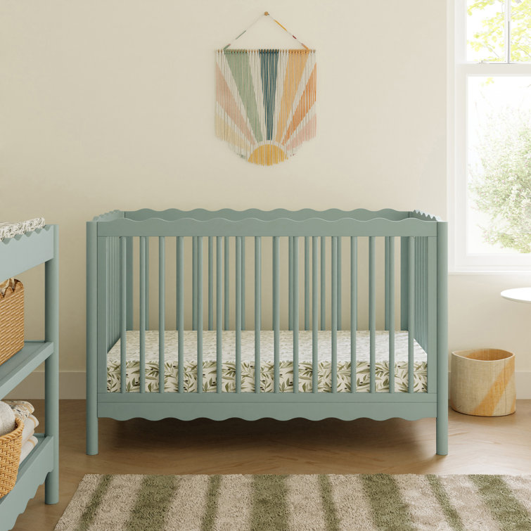 Light Sage Sustainable Pine Wood 4-in-1 Convertible Crib
