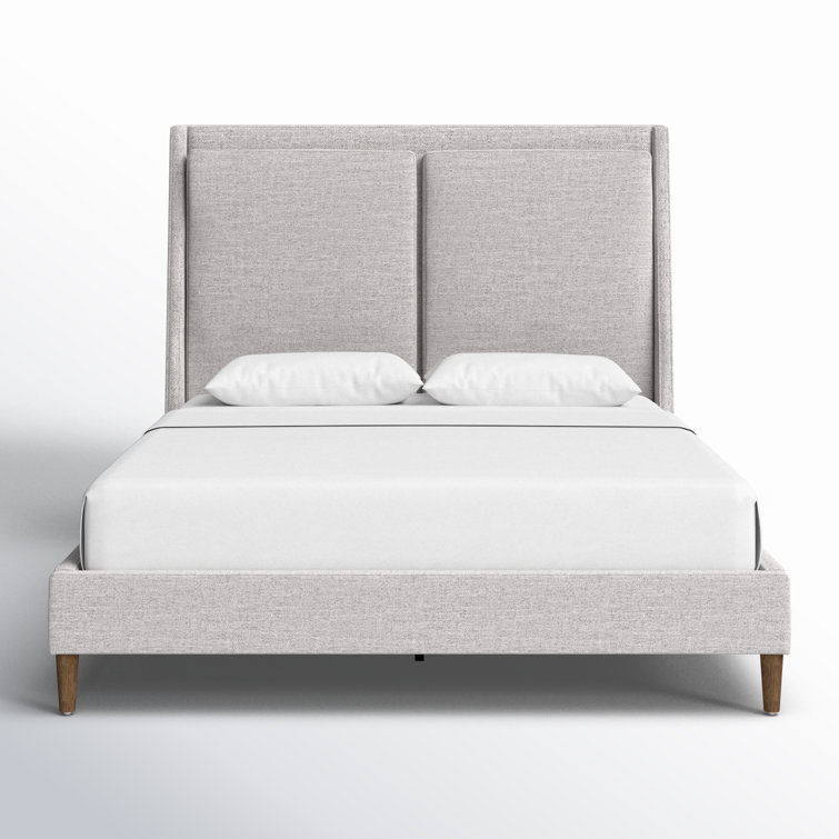 Dover Crescent Queen Bed with Distressed Natural Linen Upholstery