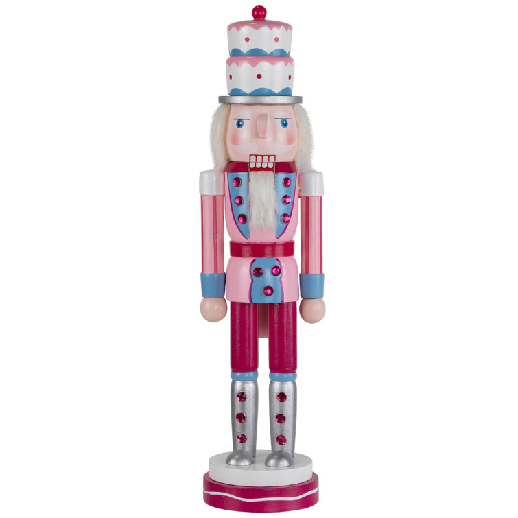 15" Pink and Blue Cake King Nutcracker Christmas Figure
