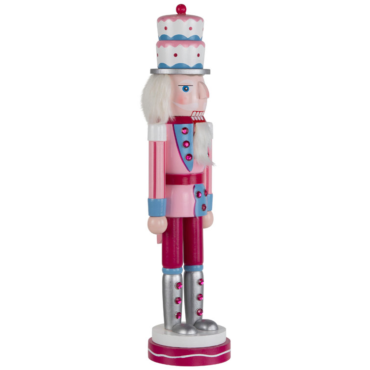 15" Pink and Blue Cake King Nutcracker Christmas Figure