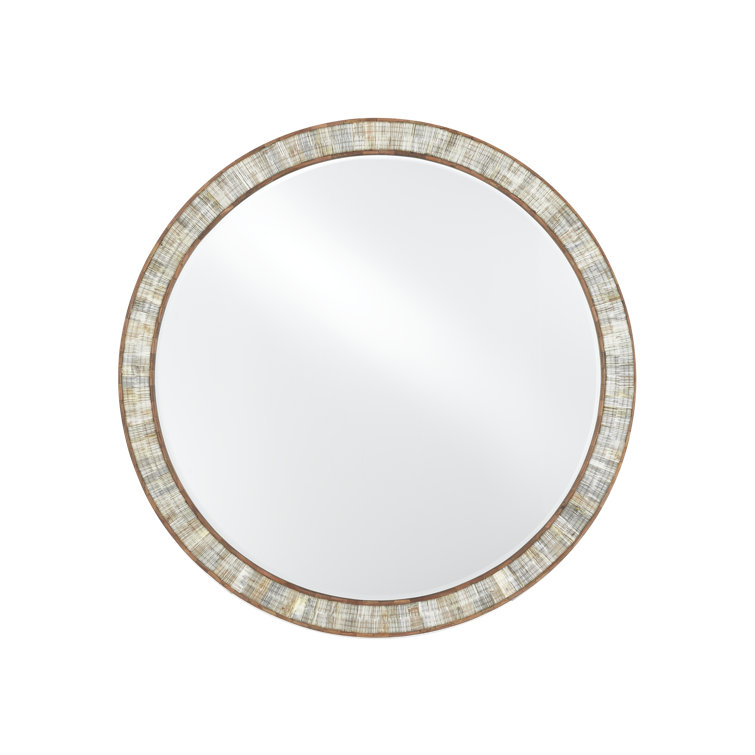 Hyson 36" Round Natural Horn and Sheesham Wood Mirror