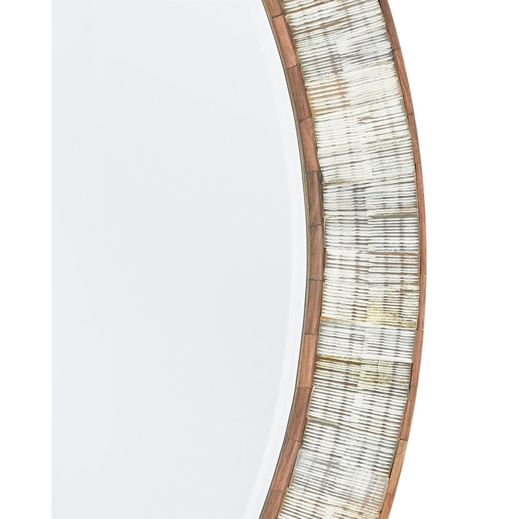 Hyson 36" Round Natural Horn and Sheesham Wood Mirror