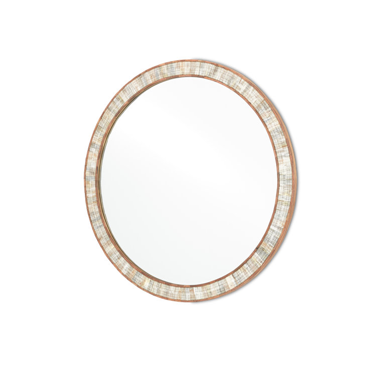 Hyson 36" Round Natural Horn and Sheesham Wood Mirror