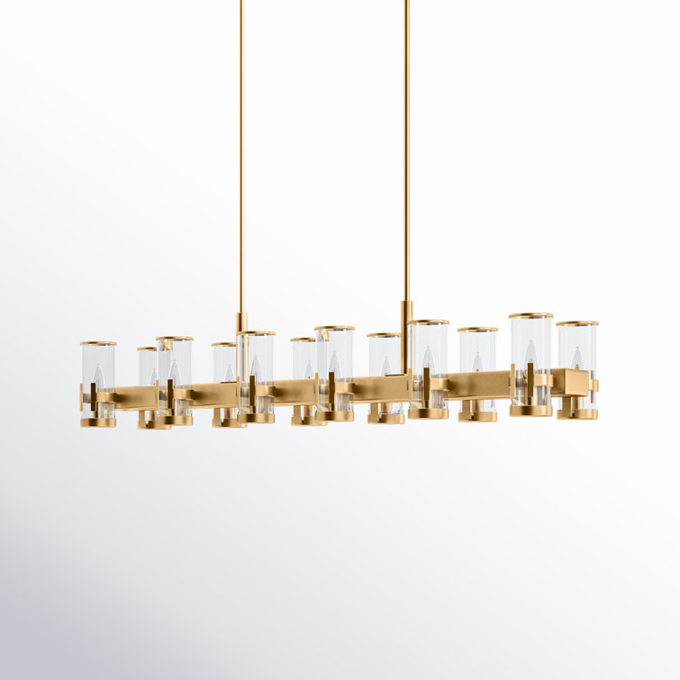 Heritage Brass 12-Light Kitchen Island Pendant with Clear Glass