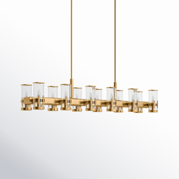 Heritage Brass 12-Light Kitchen Island Pendant with Clear Glass