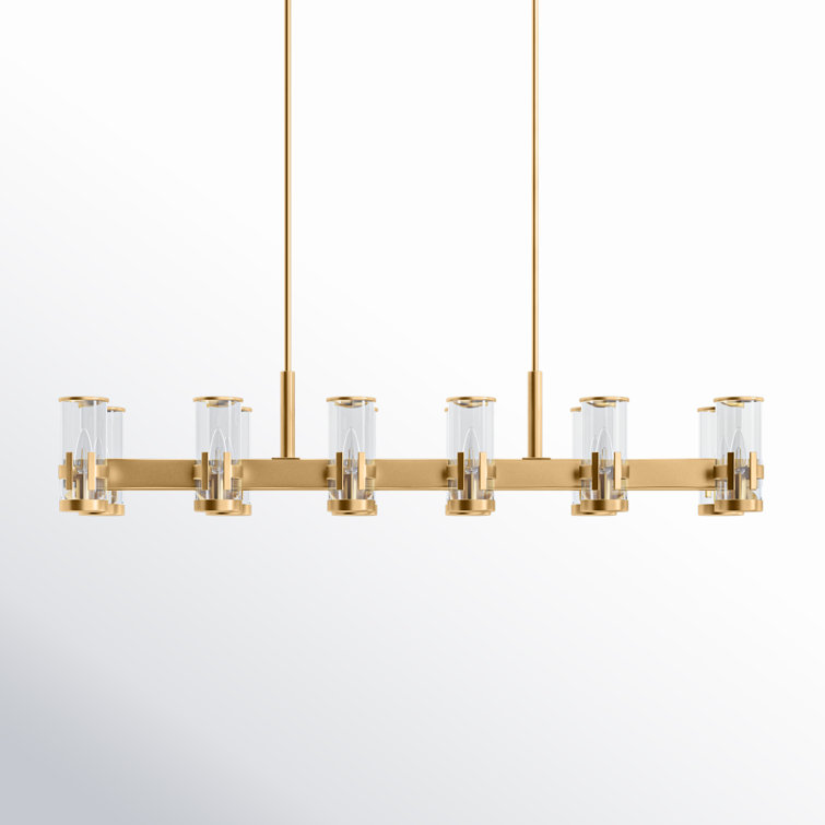 Heritage Brass 12-Light Kitchen Island Pendant with Clear Glass