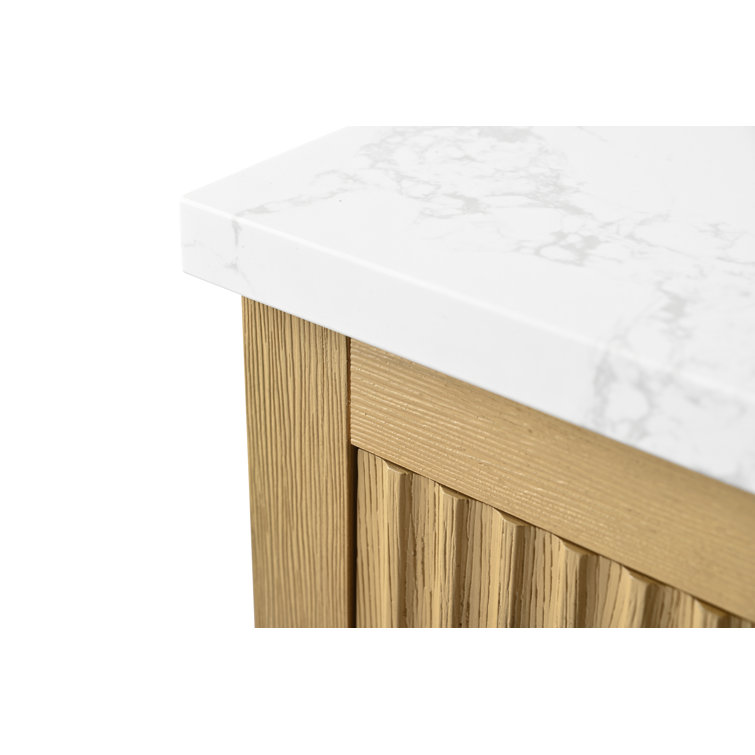 48'' Natural Oak Single Bathroom Vanity with Golden Brushed Handles