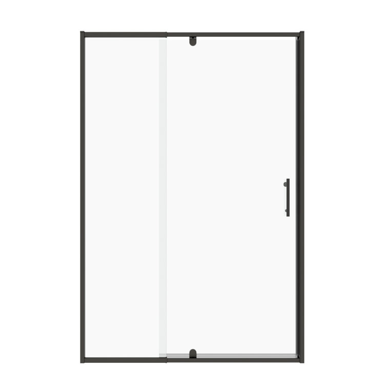 Black Framed Pivot Shower Door with Clear Glass