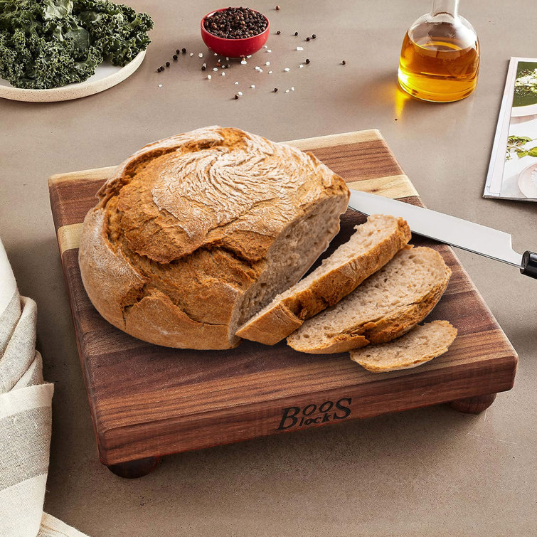 Walnut Wood Square Cutting Board with Bun Feet, 12" x 12"