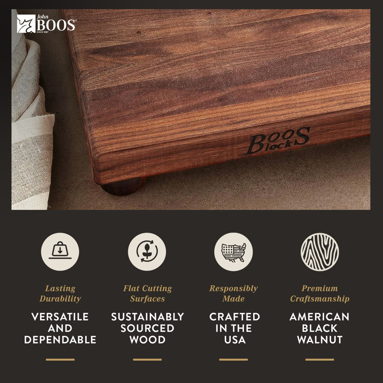 Walnut Wood Square Cutting Board with Bun Feet, 12" x 12"