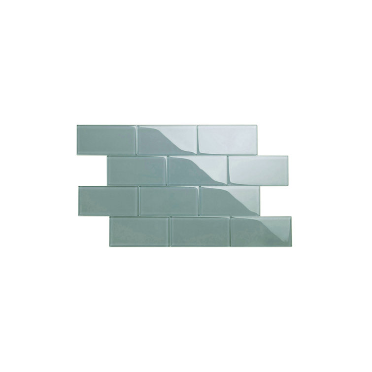 Classic Premium Glossy Gray Glass Subway Wall Tile 3" x 6"