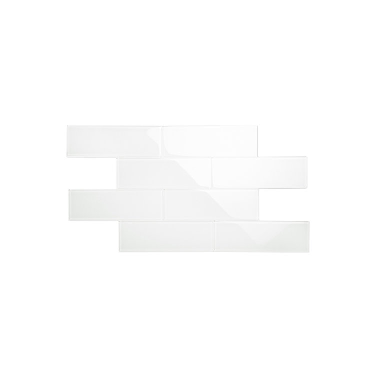 Bright White Glass Subway 4" x 12" Wall Tile