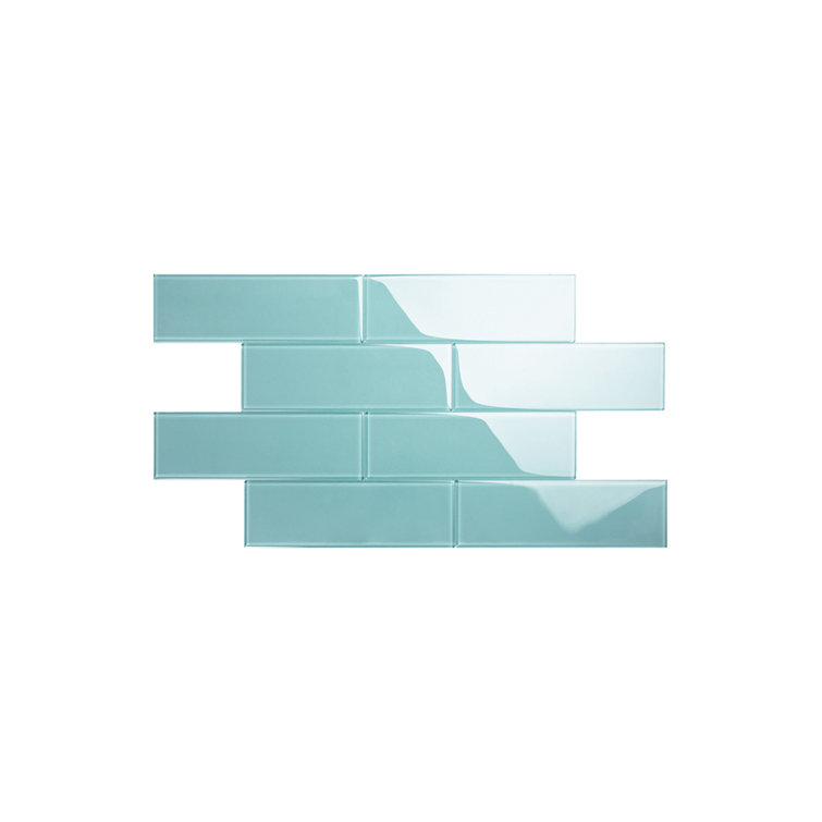 Teal 12" x 4" Glass Subway Tile for Bathroom and Kitchen