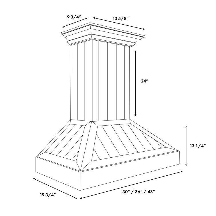 30" Cottage White Pine and Stainless Steel Wall Mount Range Hood