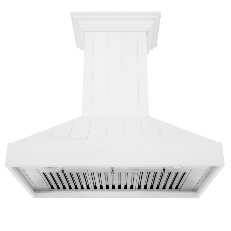 30" Cottage White Pine and Stainless Steel Wall Mount Range Hood