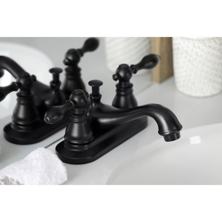 Matte Black Brass Traditional Victorian Centerset Bathroom Faucet