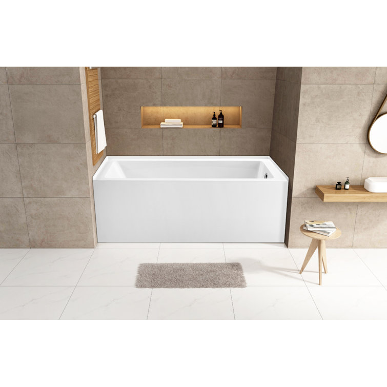 Aqua Eden 60-Inch Glossy White Acrylic Alcove Tub with Right Hand Drain
