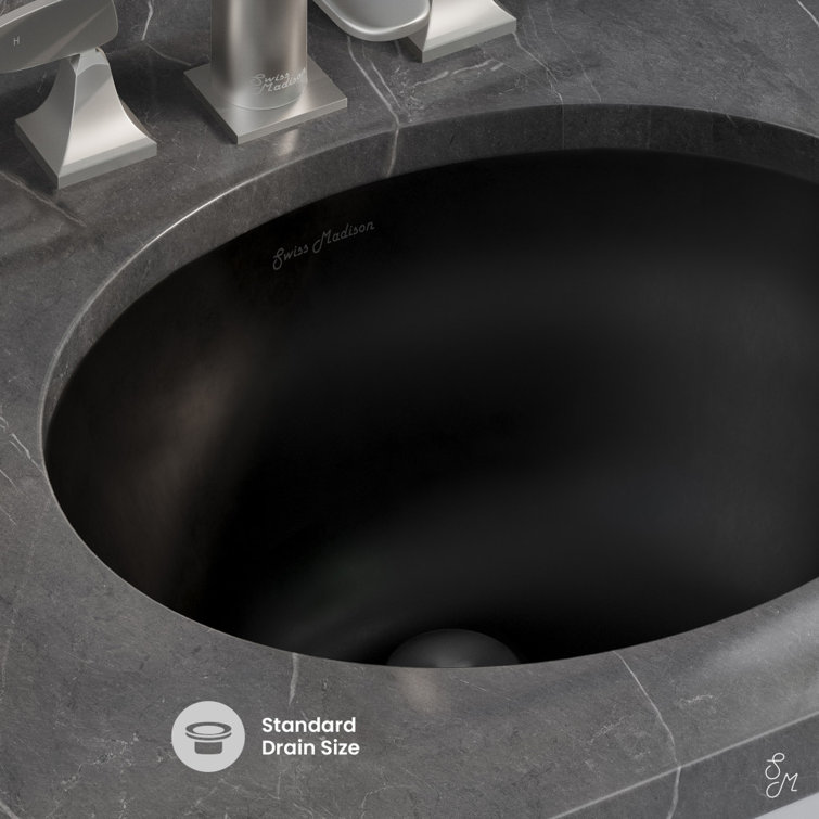 Monaco 19" Matte Black and White Ceramic Undermount Bathroom Sink