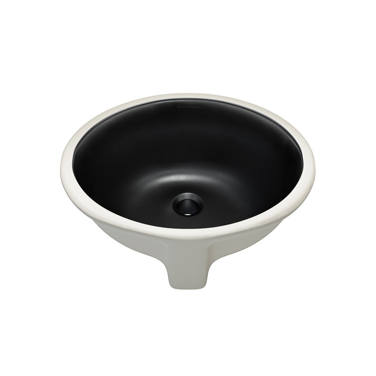 Monaco 19" Matte Black and White Ceramic Undermount Bathroom Sink