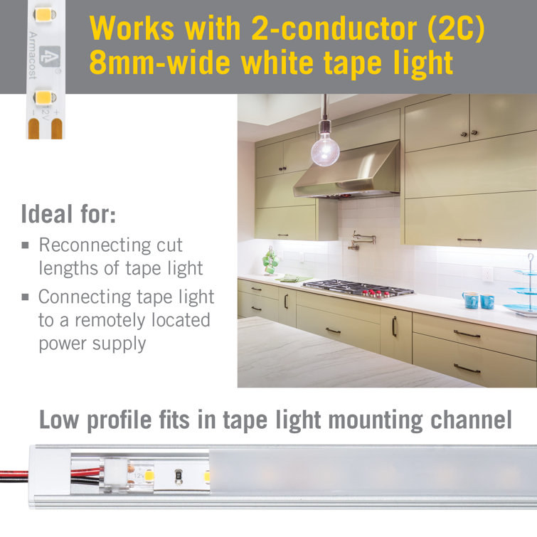 SureLock Pro 2-Pin Clear LED Strip Light Connectors, 4 Pack