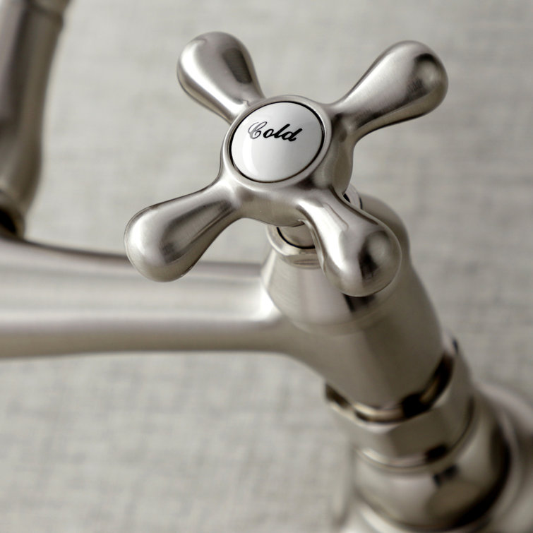 Elegant Vintage Dual Cross Handle Brushed Nickel Wall-Mount Faucet
