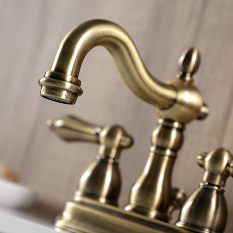Heritage Dual Lever Antique Brass Bathroom Faucet
