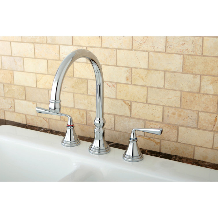 Polished Chrome Widespread Kitchen Faucet with Brass Construction