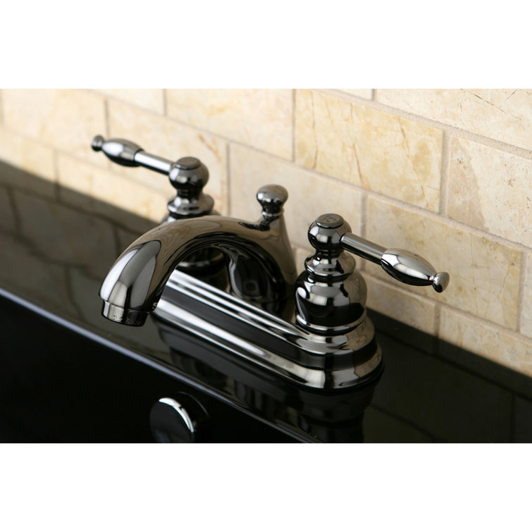 Black Stainless Steel 4" Centerset Bathroom Faucet with Dual Handles