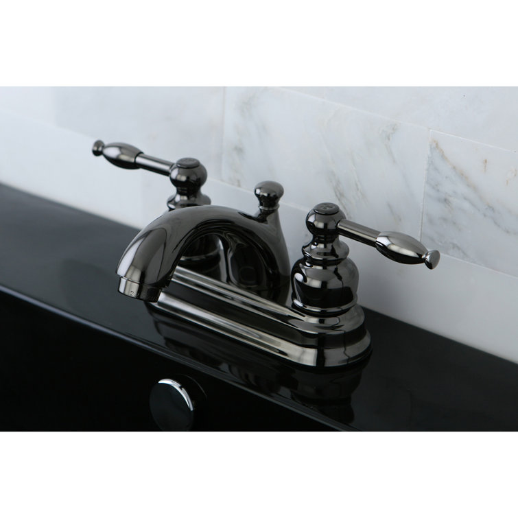 Black Stainless Steel 4" Centerset Bathroom Faucet with Dual Handles