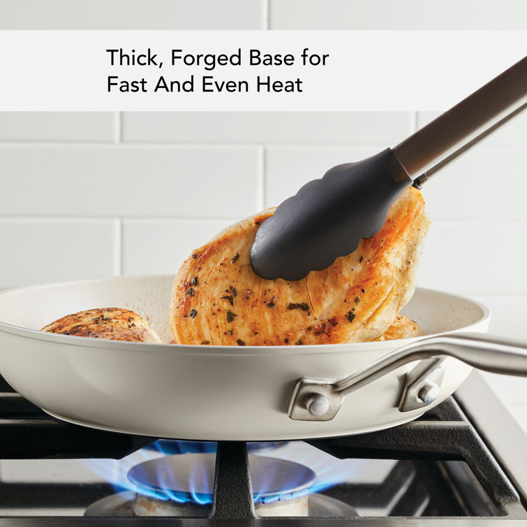 Porcelain White Ceramic Nonstick 10-Piece Cookware Set with Stainless Steel Handles