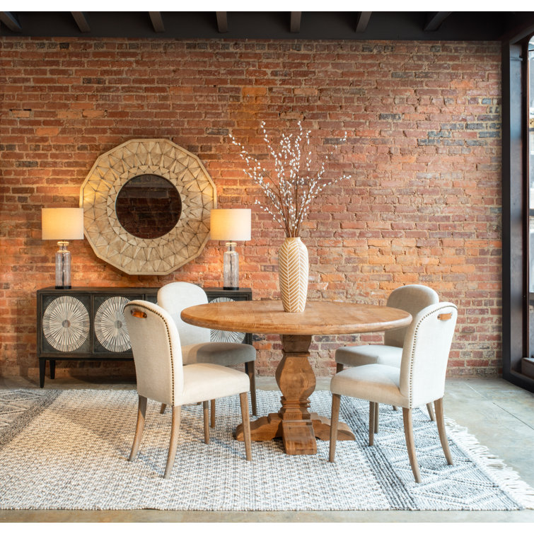 Candace 54" Reclaimed Mango Wood Round Dining Table in Antique Oak