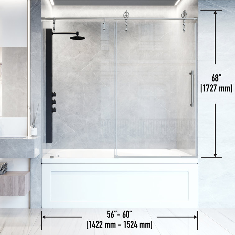 Hamilton 60" Chrome Frameless Sliding Tub Door with Clear Glass