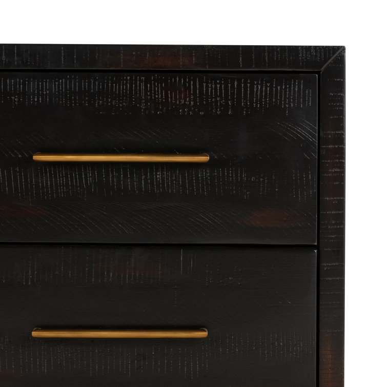Gray 2-Drawer Mixed Wood and Iron Nightstand
